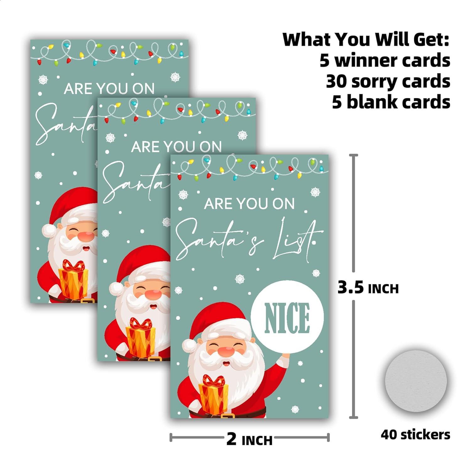 Christmas Scratch Off Cards - 40Pcs Xmas Party Scratch Prize Cards - Santa Festive Raffle Tickets For Adults Families Events Business Groups Game Supplies - A03