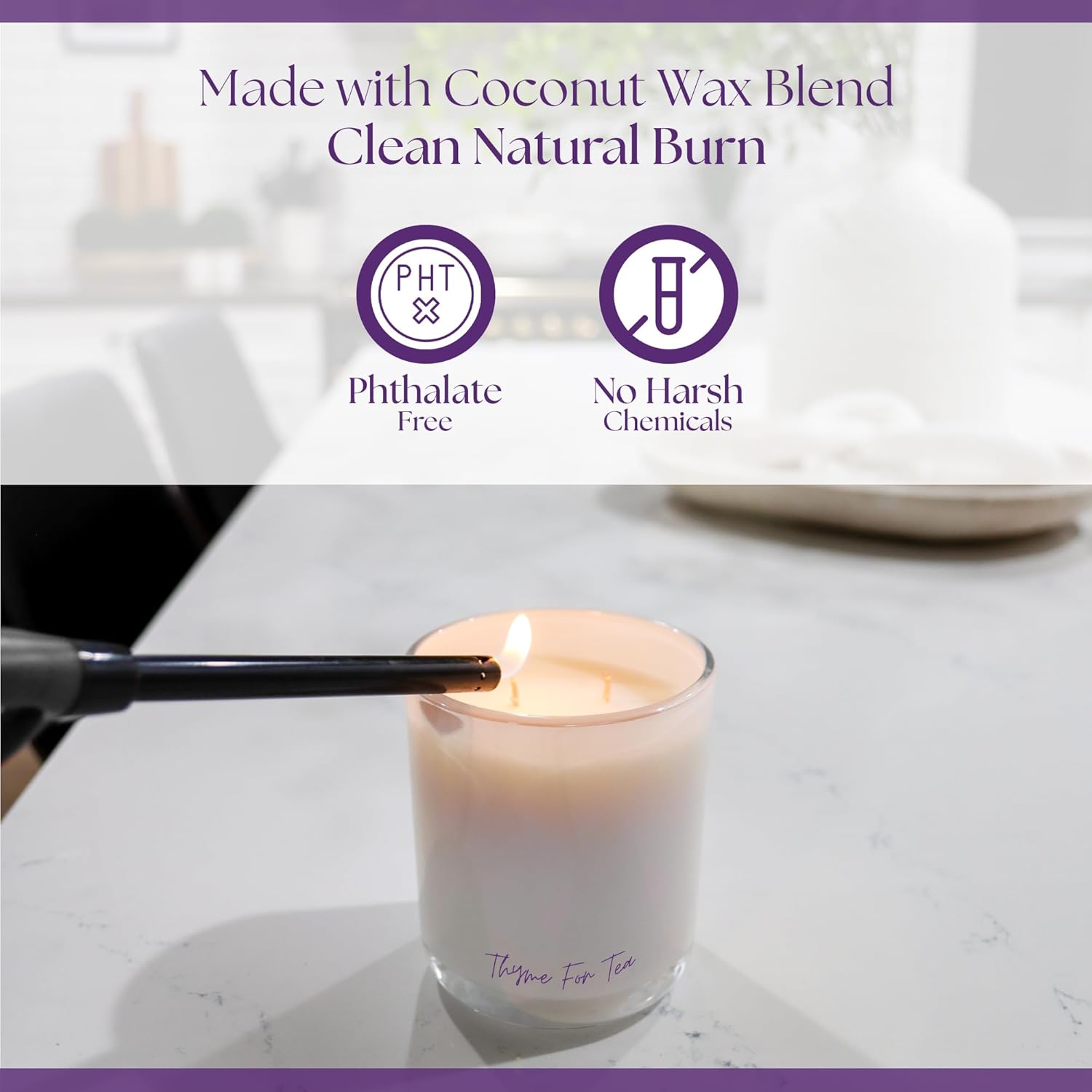 2-Wick Scented Candle, Long-Lasting Jar Candle For Home, Relaxing & Clean Burn, Coconut Wax Scented Candles, Gift Set For Women, Birthdays, Holidays – Thyme For Tea 11 Oz