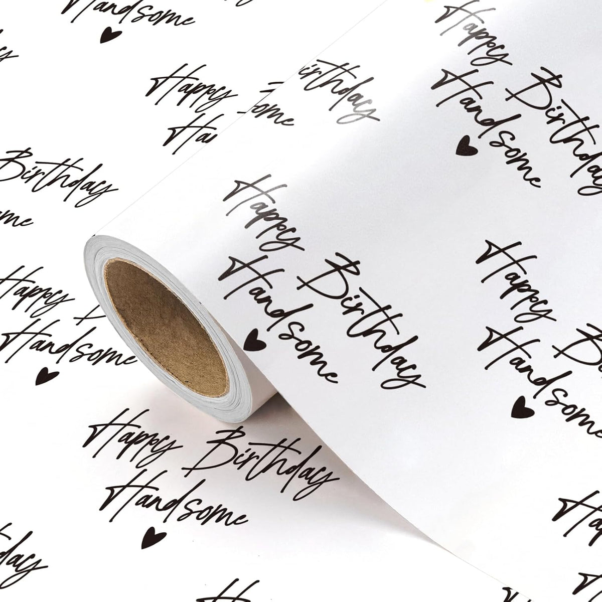 Birthday Wrapping Paper For Men - Mini Roll - 17 Inch X 16.5 Feet - Happy Birthday Handsome Design For Special Friend, Boyfriend, Husband