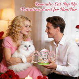Pop Up Cat Valentines Card - Kittens In Romantic Rose Garden 3D Valentines Day Card For Her, Wife, Girlfriend Cat Lovers, Handmade Gift For Anniversary Valentine’S Day
