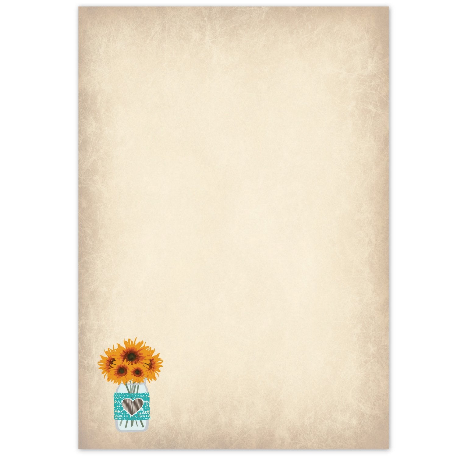 Vintage Rustic Country Wedding Advice Cards - Sunflowers In Mason Jar - Advice & Well Wishes For The Bride & Groom - Fill In The Blank Style - Bridal Shower Game Or Reception Activity (50 Count)
