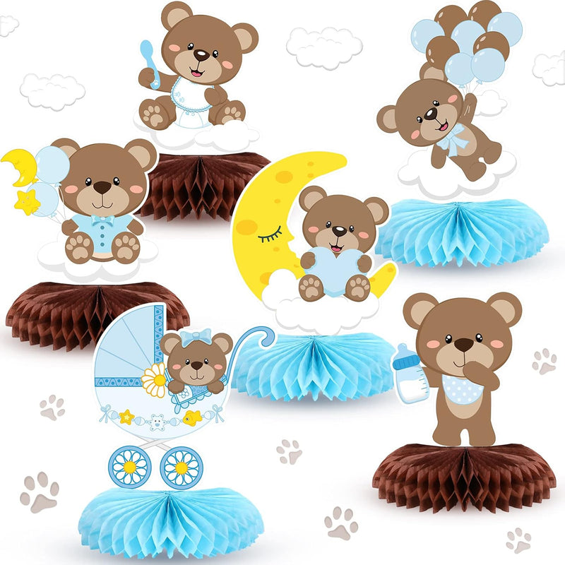 6 Pcs Teddy Bear Honeycomb Centerpieces Teddy Bear Baby Shower Decorat