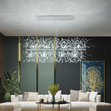 Modern Crystal Chandeliers Firework, 12-Light Dining Room Lighting Fixtures Hanging, Chrome Sputnik Firework Ceiling Light Fixture For Dining Room Living Room Kitchen Island (L 35.5")