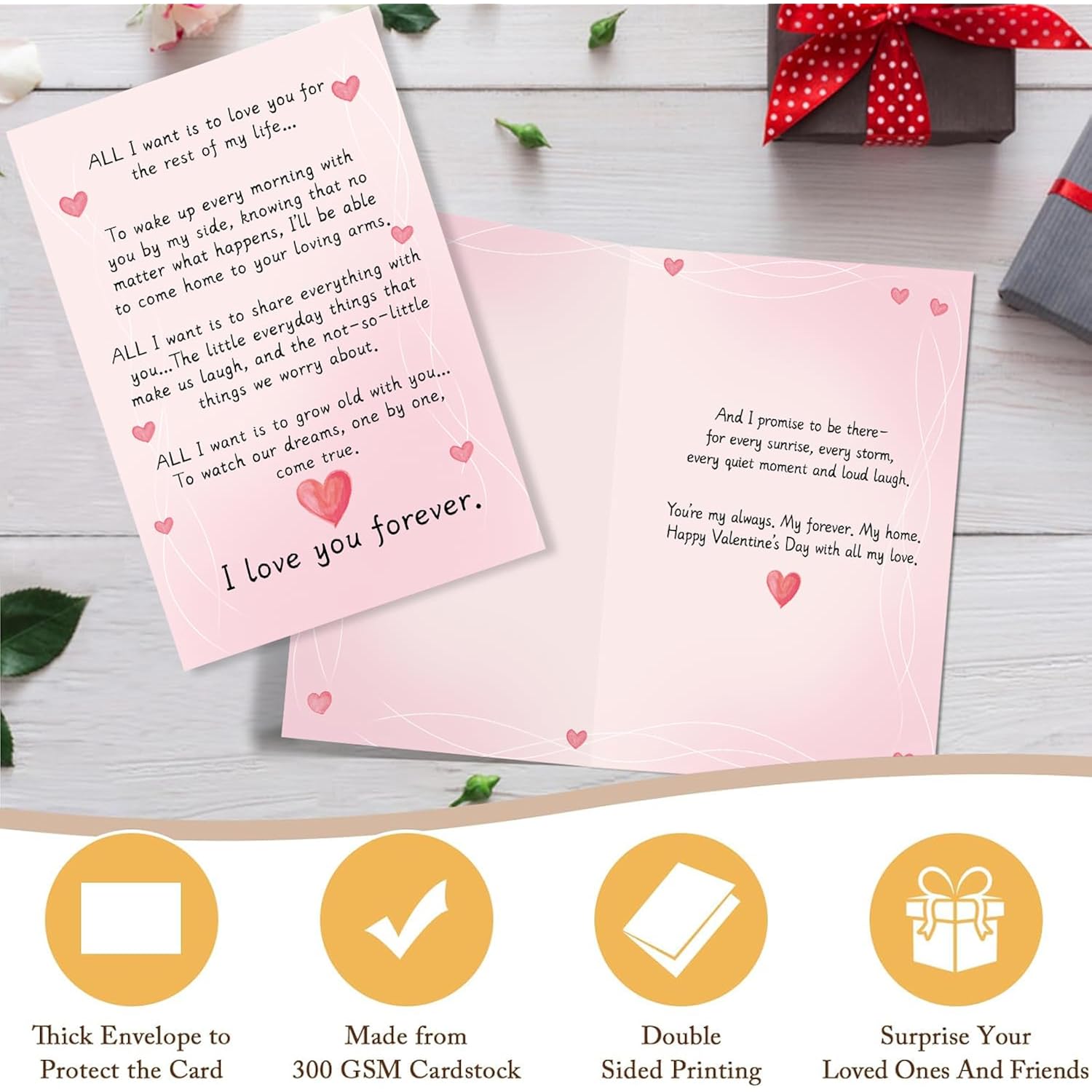 Heartfelt Valentine'S Day Card For Him Her, Romantic Valentines Day Card For Husband Wife Boyfriend Girlfriend, Cute Valentines Day Gift For Couple Partner Women Men, I Love You Cards
