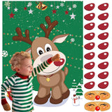 Pin The Nose On The Reindeer,Large Christmas Reindeer Poster Games For Kids Christmas Party Games