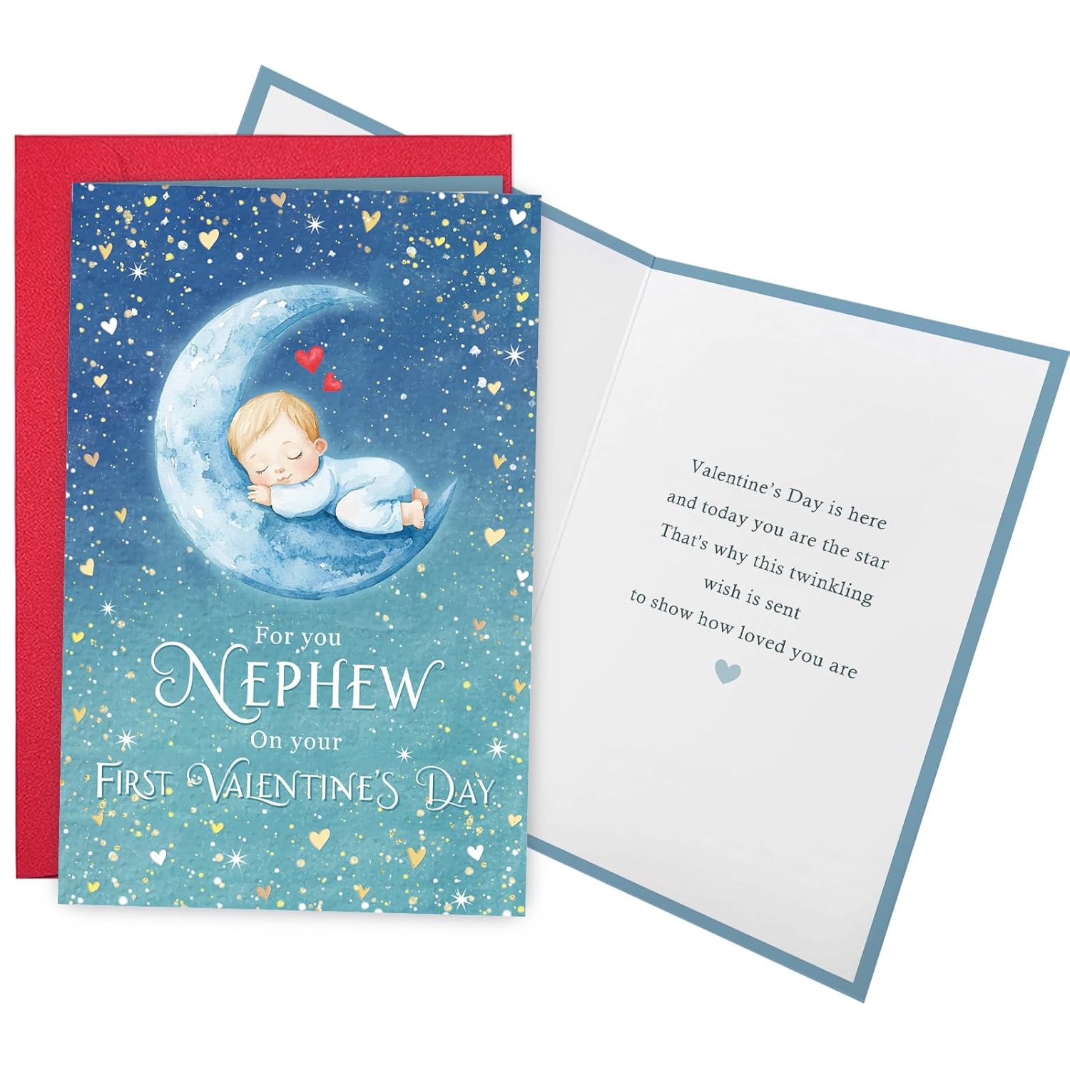 Cute First Valentine'S Day Card For Nephew, Starry Themed 1St Valentines Card From Aunt Uncle, For You Nephew On Your First Valentine'S Day