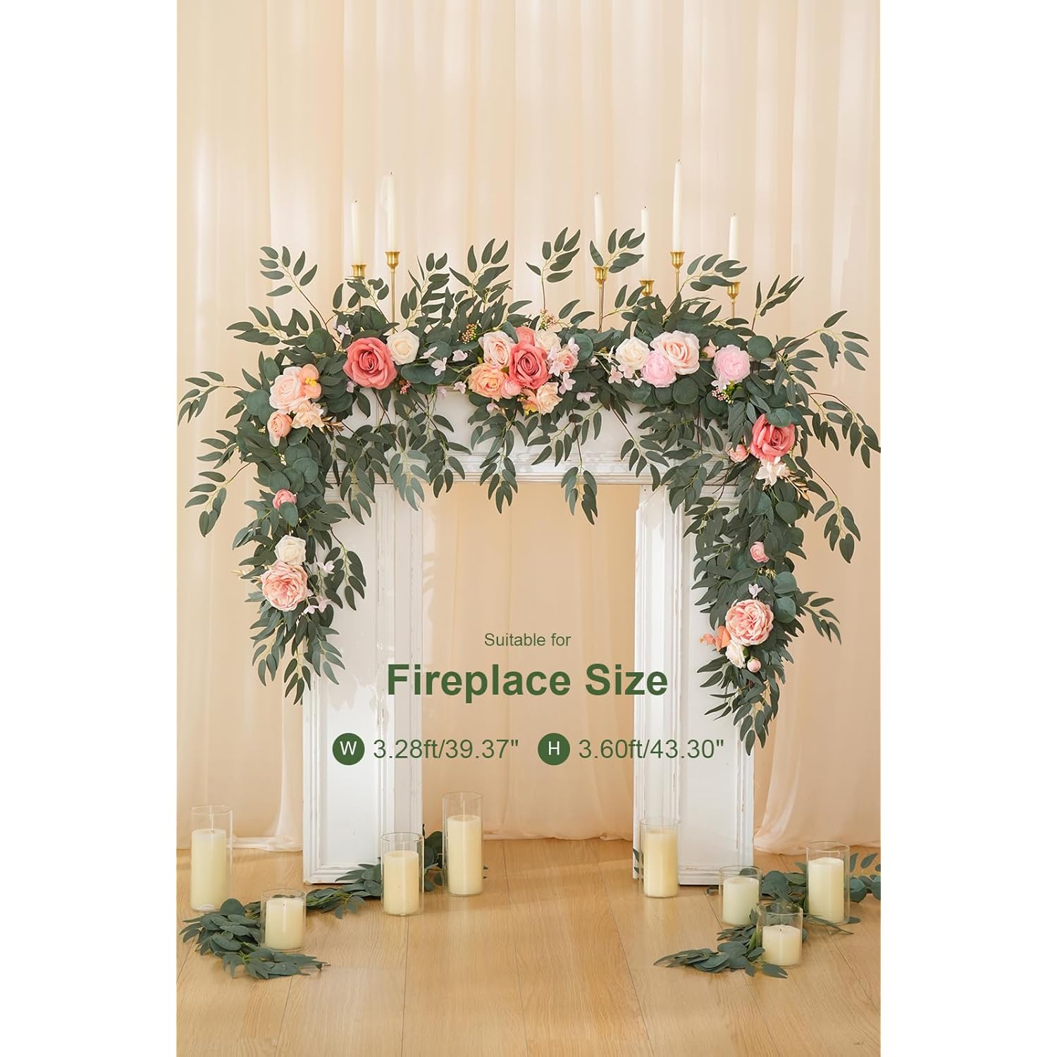 Spring Artificial Flower 7Ft Garland, Wedding Arch Backdrop Floral Arrangement For Sweetheart Head Table Reception Decor Runner (Dusty Pink)