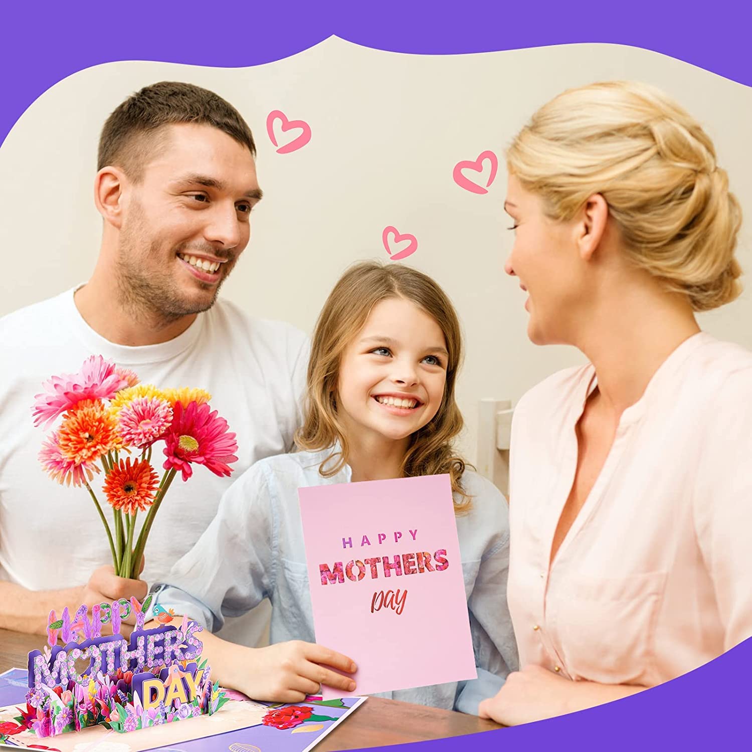 Pop Up From Daughter Happy Mothers Day Card From Son With Envelope - Flowers Pop Up Card For Best Mom Wife Grandma