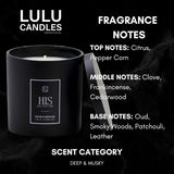 | Leather & Tibetan Oud - His Collection | Luxury Scented Soy Jar Candle | Hand Poured In The Usa | Highly Scented & Long Lasting- 9 Oz.