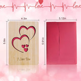 Valentines Day Card - Wooden Laser-Cut Double Heart Greeting Card Printed With I Love You, Perfect For Students, Adults, Kids As Romantic Gift For Him Or Her