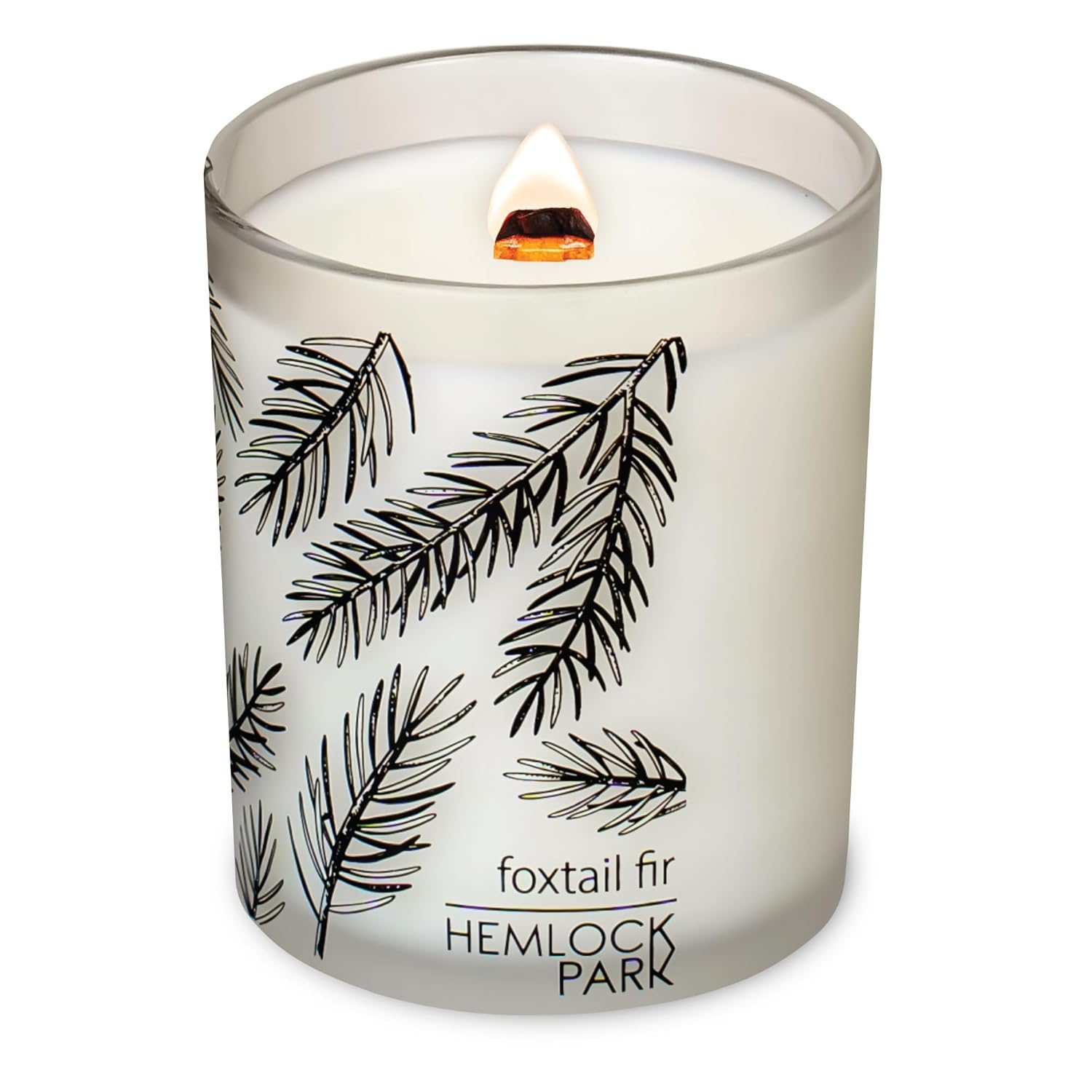 Frosted Jar Wood Wick Candle Handcrafted With Natural Coconut Wax (Standard 7.2 Oz, Foxtail Fir)