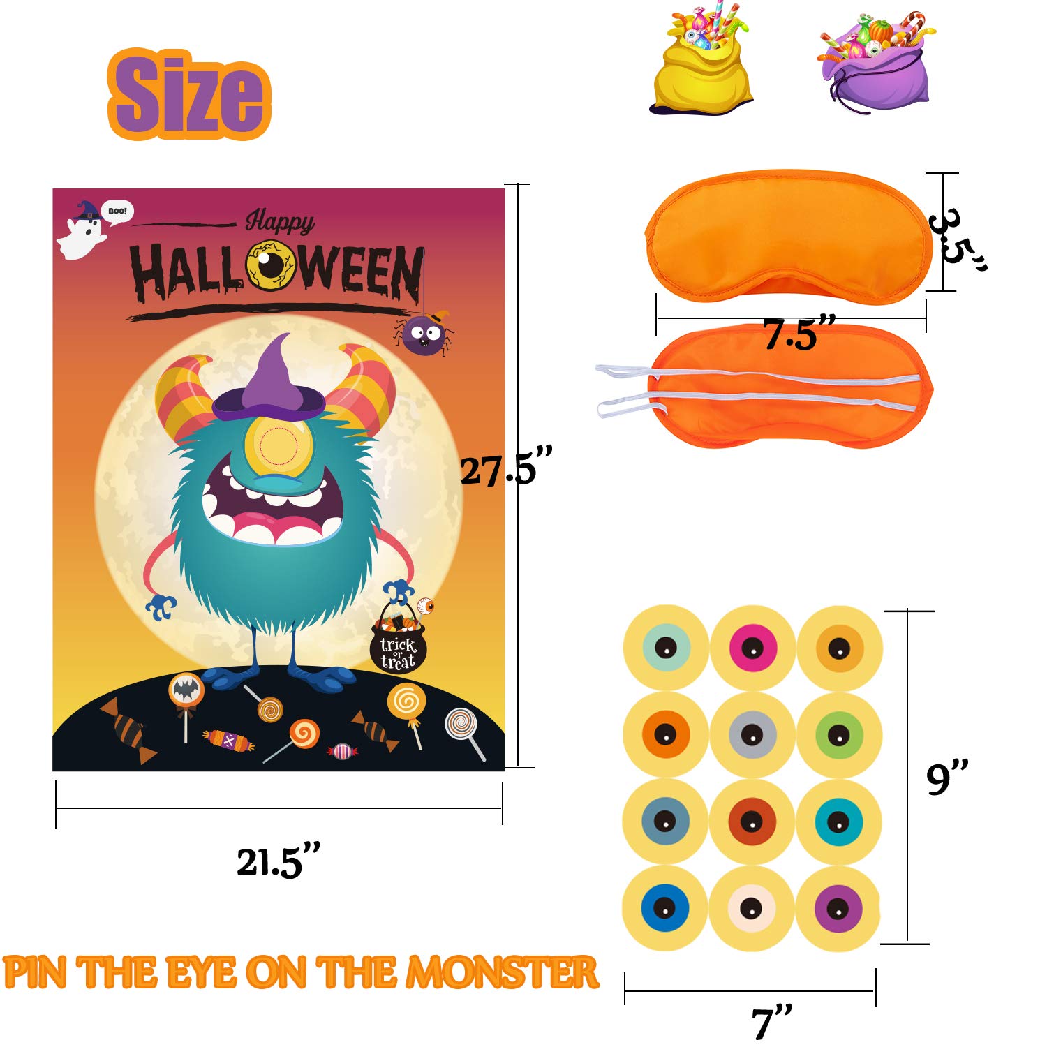 Halloween Party Games For Kids Halloween Game Pin The Eye On The Monster Game Activities Hallowee N Pin The Tail Games