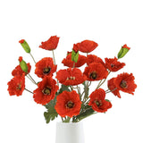 Red Poppy Flowers Artificial 5Pcs 20Heads Fake Poppies Realistic Faux Silk Flowers With Stems For Vase Centerpiece Wedding Party Garden Home Decoration (Red)