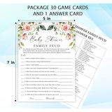 Baby Shower Family Feud Game Cards, Fun Baby Shower Game For Boy & Girl, 30 Fill In Game Cards & 1 Answer Card, Family Game Night, Baby Feud Game Supplies?Bbsc03?
