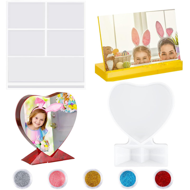 2 Pieces Valentine'S Day Photo Frame Resin Molds Rectangle Picture Fra