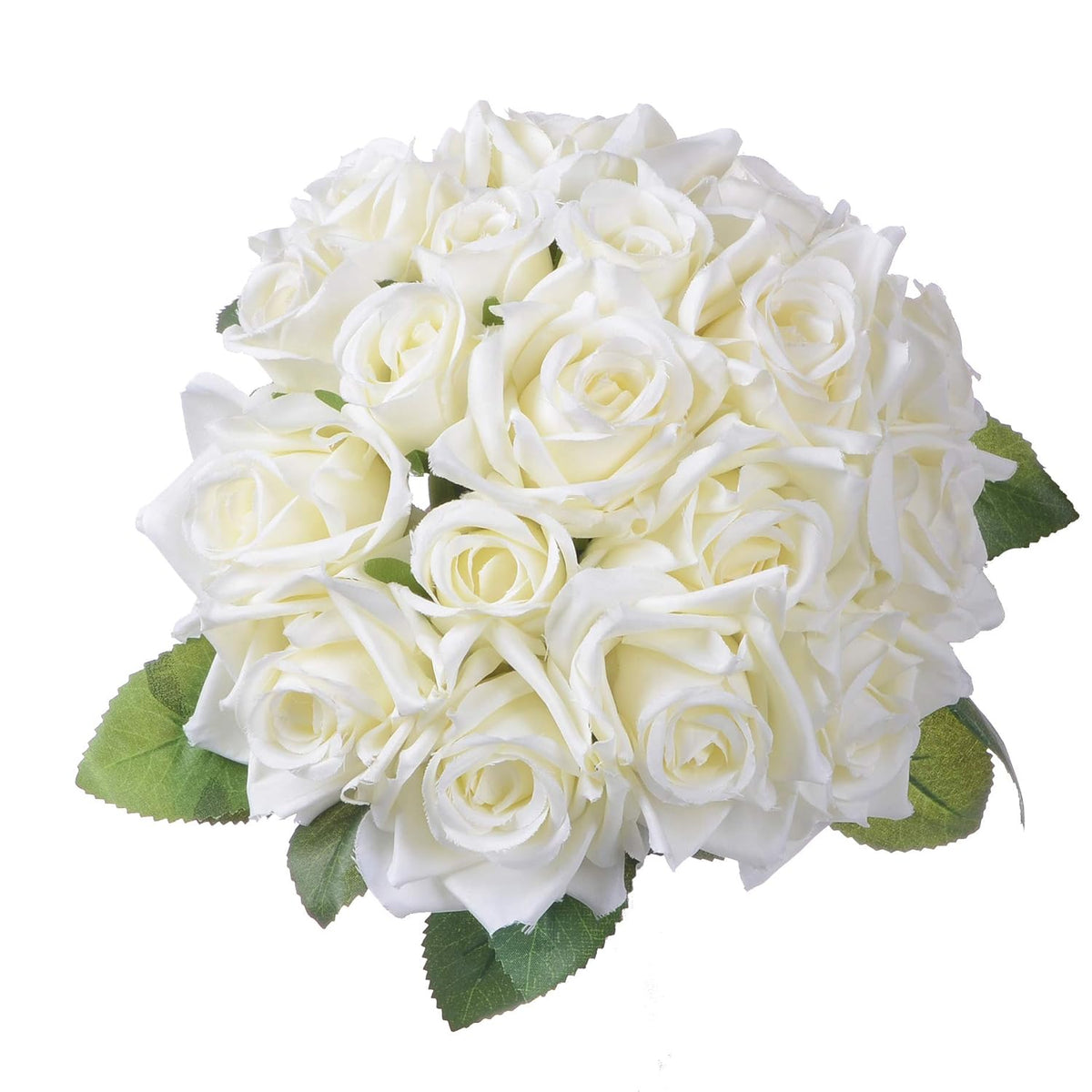Artificial Flowers Rose Bouquet 2 Pack Fake Flowers Silk Plastic Artificial White Roses 18 Heads Bridal Wedding Bouquet For Home Garden Party Wedding Decoration (White)