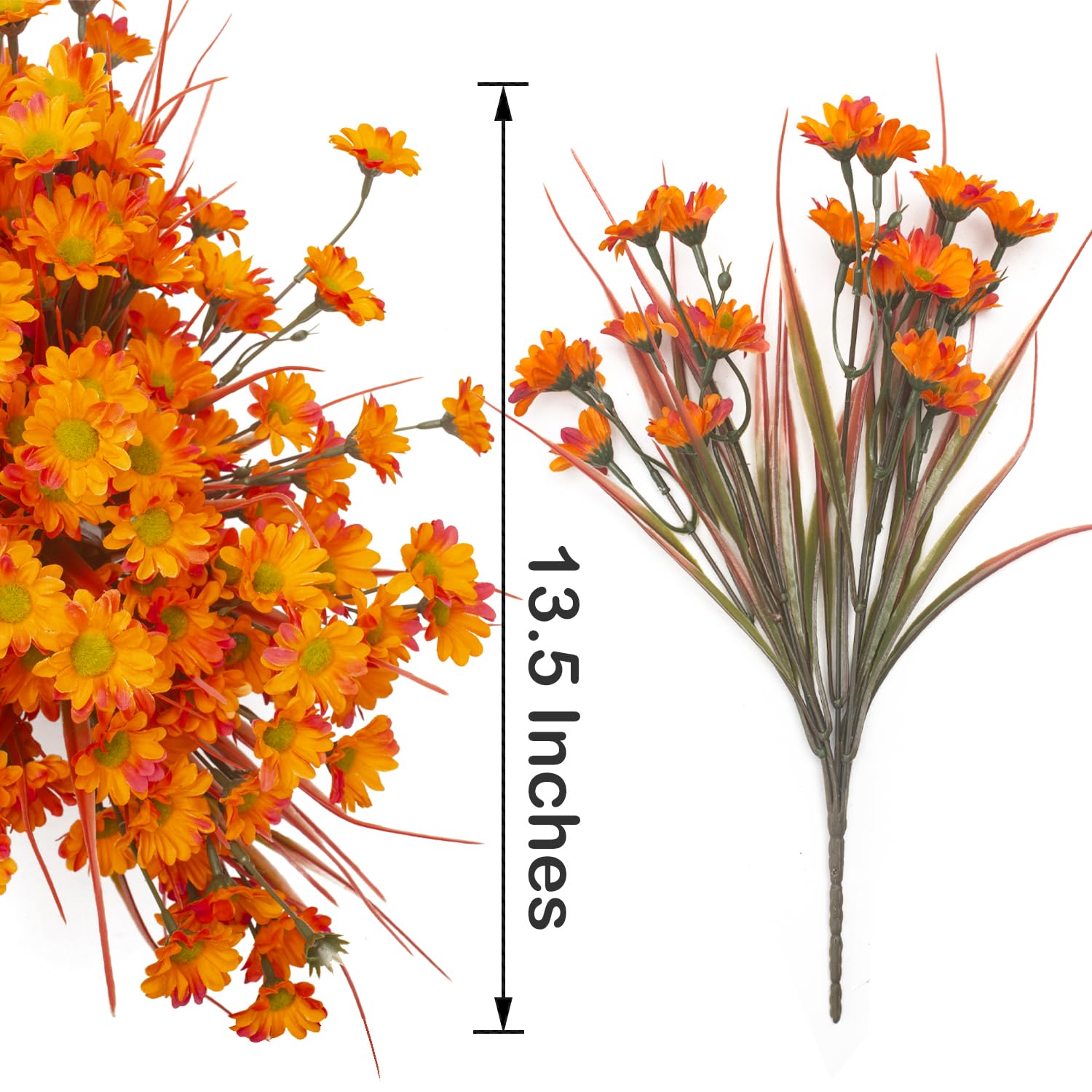 10 Bundles Artificial Flowers Outdoor Fake Fall Flowers For Outside Decoration Uv Resistant Plastic Faux Plants For Garden Window Porch Balcony Fall Wedding Thanksgiving Decor