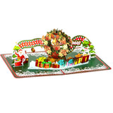 Christmas Wreath Pop Up Card, 3D Handmade Reindeer Santa Tree Greeting Card With Envelopes, Christmas Gifts For Kids Friends Family Teachers Neighbors Coworker Merry Christmas Winter Xmas Gift