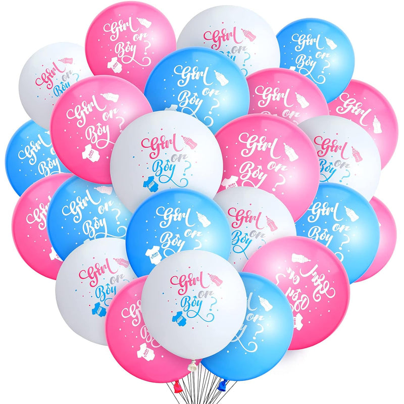 60 Pieces Gender Reveal Balloons Girl Or Boy Latex Reveal Party Balloo