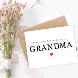 Thank You For Everything Grandma Card - Thank You Card - Grandma Card - Mother'S Day Card - Card For Her - Greeting Card For Birthday- Anniversary - Note Card - Thank You For Everything Card