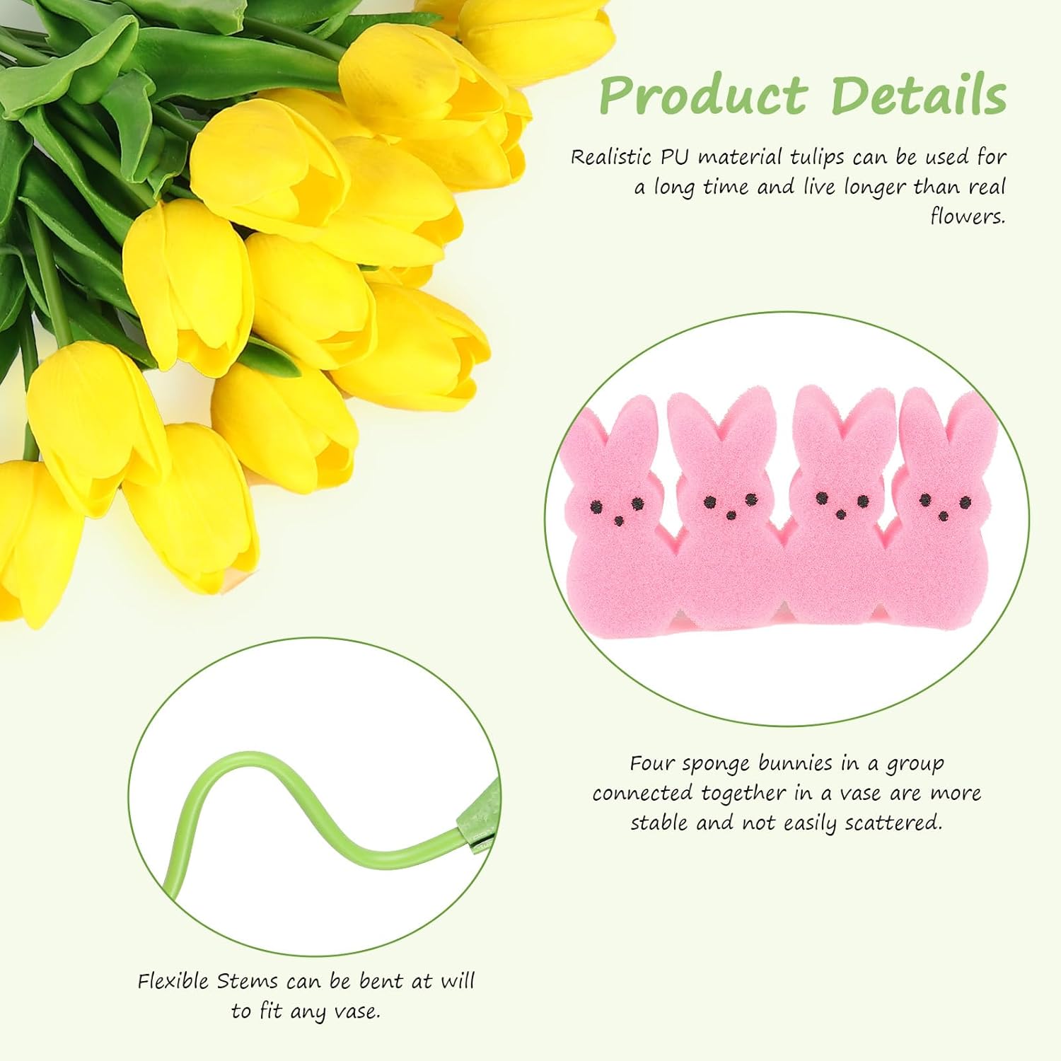 Tulips Vase Filler Set, Table Centerpiece Decor For Home And Kitchen, Home Décor Table Vase Fillers, Floral Arrangement For Party, Dining Table (Easter, Pink)