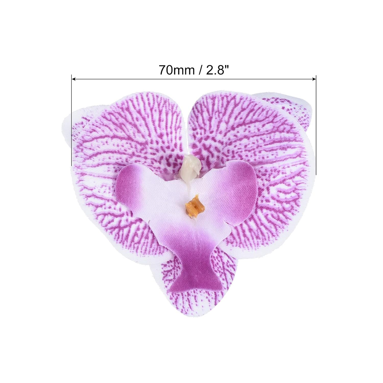 2.8" Artificial Orchid Flower Heads, 20 Pack Silk Phalaenopsis Fake Butterfly Orchid Heads For Wedding Floral Bouquet Decor Diy Craft Making, Purple