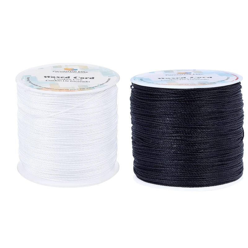 116 Yards 0.5Mm White Round Waxed Polyester Cord And 16 Yards 0.5Mm Black Roun