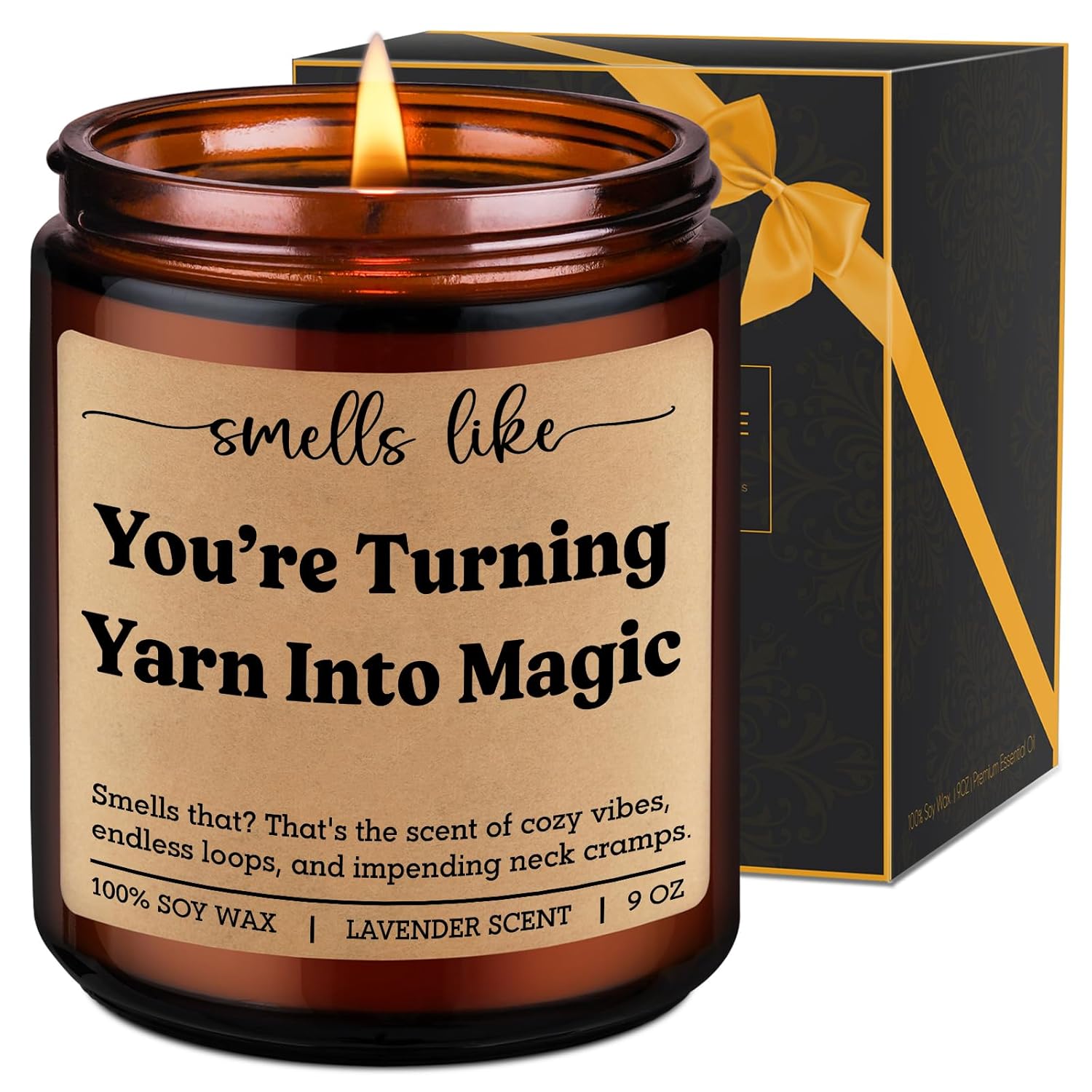 Scented Candle - Gifts For Crocheters, Knitters - Crochet Gifts, Cool Knitting Presents For Women, Friend, Mom, Men - Funny Valentine, Birthday Ideas For Crocheting Lovers, Yarn Lovers, Crafters