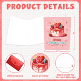 Happy Valentine’S Day Birthday Card With Envelope, Valentines Birthday Gifts Cards For Women, Pink Bday Cake Strawberry Greeting Card For Wife Girlfriend, Unique Valentines Day Gift Idea