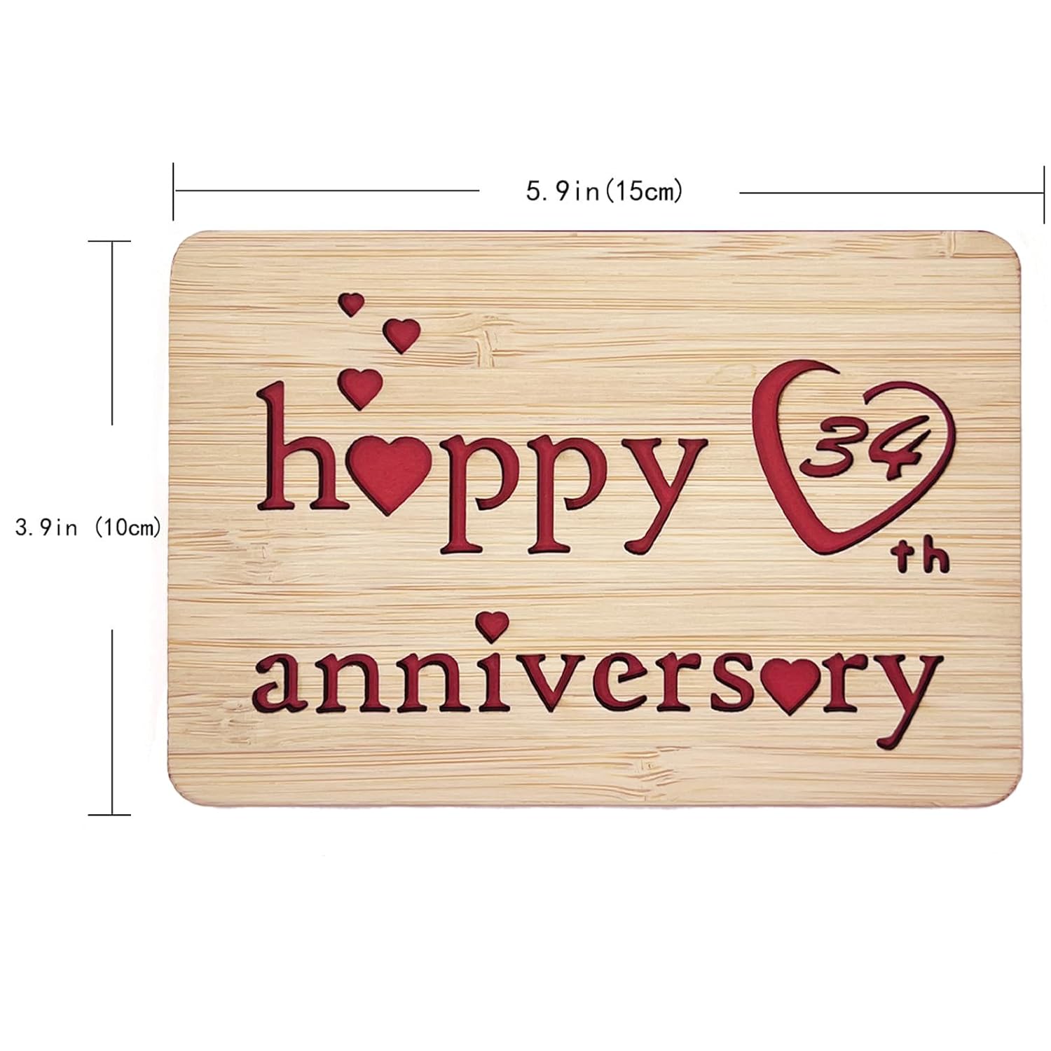 Wooden 34Th Anniversary Card,Handmade Wedding Anniversary Greeting Cards,34Th Anniversary Card For Her,Him,Husband,Wife