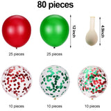 80 Piece Red And Green Confetti Balloons Christmas Party Decorations12 Inch For Christmas Birthday Party Arch Decorations Supplies