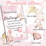 12 Sets Swing Pacifier Baby Shower Games Funny Gender Reveal Games, Include 1 Wooden Sign And 12 Plastic Pacifiers For Bridal Baby Shower Gender Reveal Party Women Men(Bear,Pink)