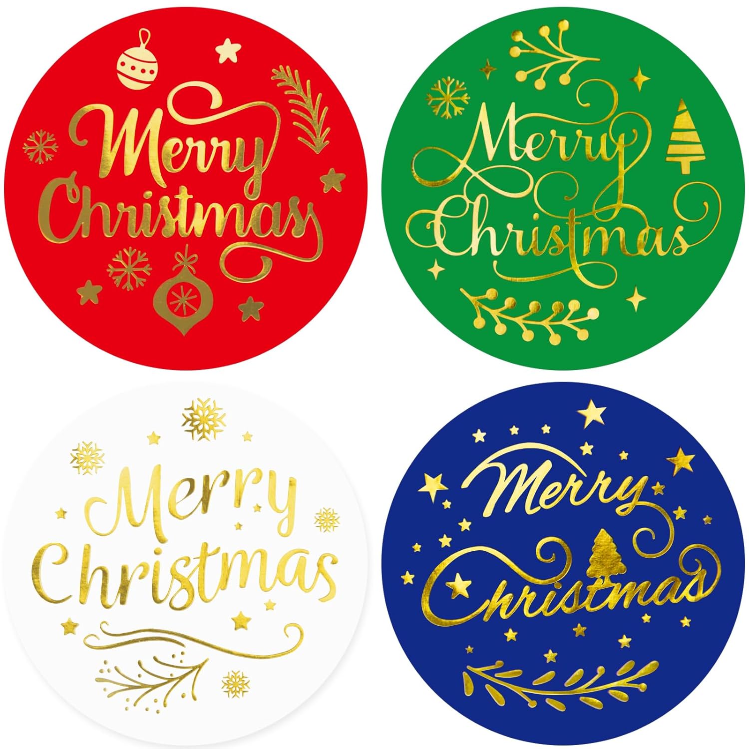 Merry Christmas Thank You Stickers Gold Foil Envelope Seals 100Pcs
