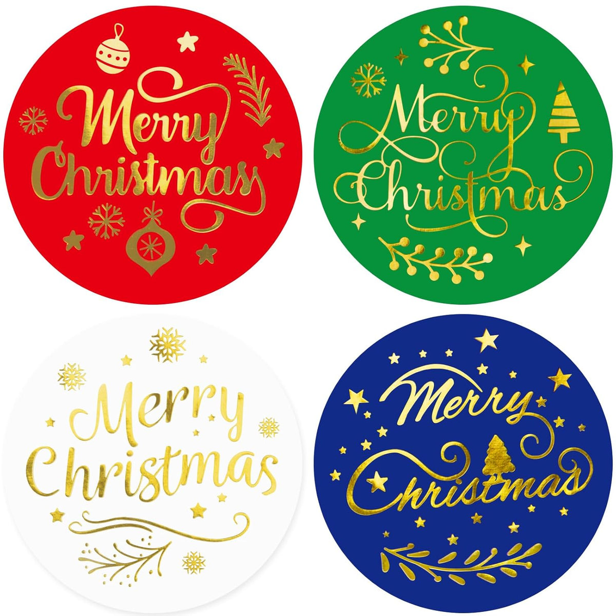 Merry Christmas Thank You Stickers Gold Foil Envelope Seals 100Pcs