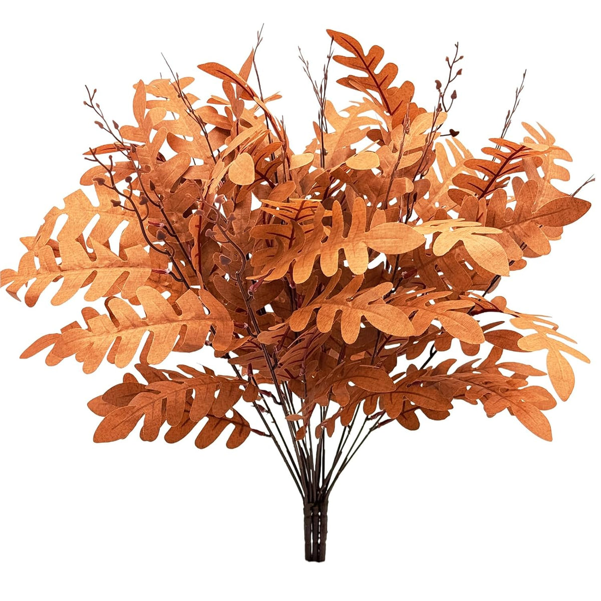 3Pcs Artificial Fall Eucalyptus Leaves Stem Plants Brown Fake Leaves Autumn Greenery Branches Silk Faux Foliage Diy Stems For Wedding Kitchen Garden Patio Vase Table Centerpieces Decor