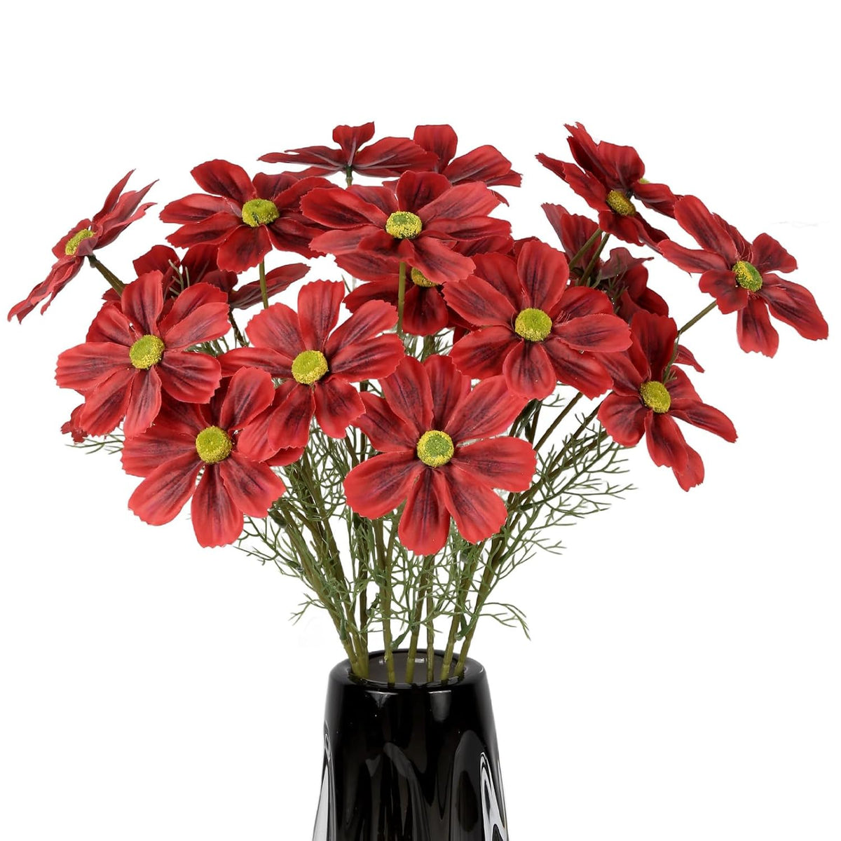 8Pcs Cosmos Silk Flowers 24'' Red Cosmos Artificial Flowers Wildflower Artificial Flowers For Wedding Party Kitchens Home Flower Arrangement Decoration(Red)