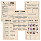 80Th Birthday Party Games, Set Of 5 Activities For 10 Guests, Born In 1946 Games Bundle, Birthday Party Supplies For Adults, Pack Of 50 Cards