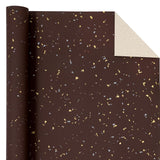 Chocolate Brown Wrapping Paper Roll - Mini Roll - 17 Inch X 16.5 Feet - Chocolate Brown Gold Design With Silky Touch Perfect For Birthday, Holiday, Wedding, Baby Shower