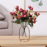 7 Branch 21 Mini Rose Heads Artificial Flowers Bouquet Wedding Home Office Decor,Pack Of 2 (2 Pcs Rose Red)
