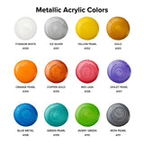 Metallic Acrylic Pouring Paint 12 Colors Pre-Mixed High Flow & Ready To Pour - 2 Oz./60 Ml Bottles - Multi-Purpose Paints For Canvas, Paper, Rocks, Wood