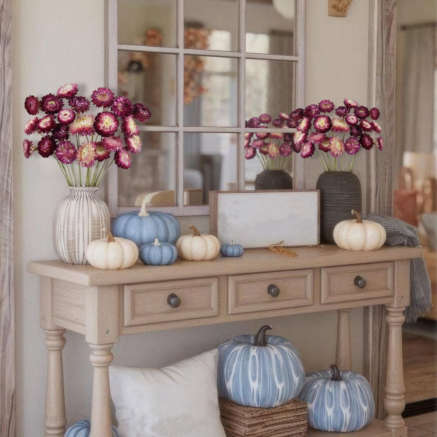 22 Pcs Natural Dried Daisy Flowers Bouquet Dried Flower Purple Daisies Dried Sunflowers Chrysanthemum With Stem For Wedding Farmhouse Table Vase Decor Home Diy Flower Arrangement