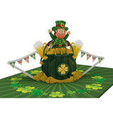 Joyful Leprechaun 3D Pop Up Greeting Card - Happy St. Patrick'S Day Celebration, Irish Festivities, Spring Greenery - Lucky Charms, Four-Leaf Clover, Pot Of Gold, 6"X8" With Envelope