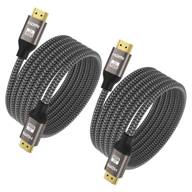 8K Hdmi Cable - 6Ft/2Pack, 8K@60Hz 4K@120Hz Hdmi 2.1 Braided Cord, Supports 48