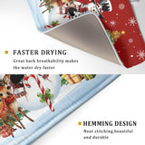 Christmas Snowman Dish Drying Mat For Kitchen Counter,Christmas Tree Winter Snowflake Red Drying Mat 18 X 24 Inch With High Absorbent Reversible Microfiber Dish Drying Pad Drainer Mat For Coffee Bar