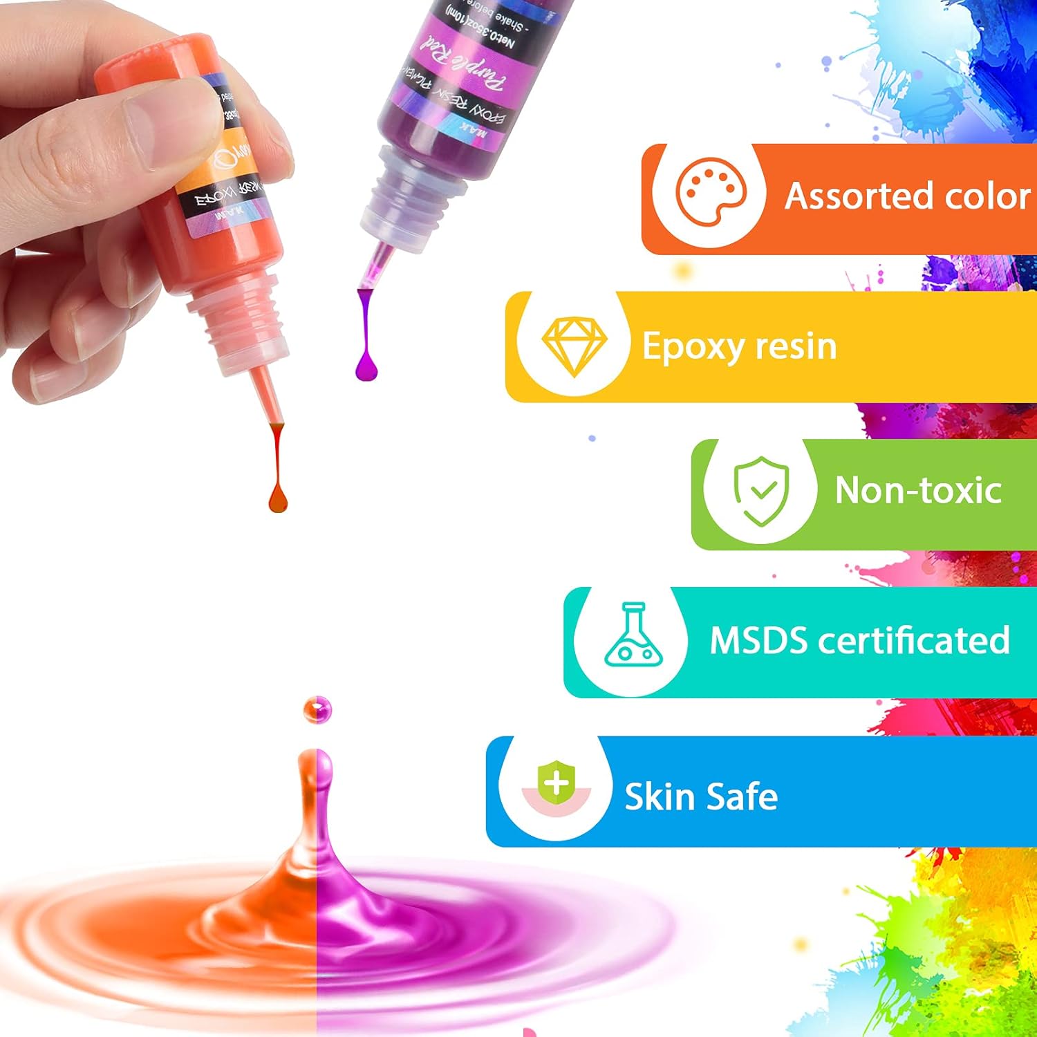 Epoxy Resin Pigment, 27 Bottles Transparent Liquid Dye High Concentration Resin Colorant For Crafts Art Coloring, Painting, Jewelry Diy Making, Each 10Ml
