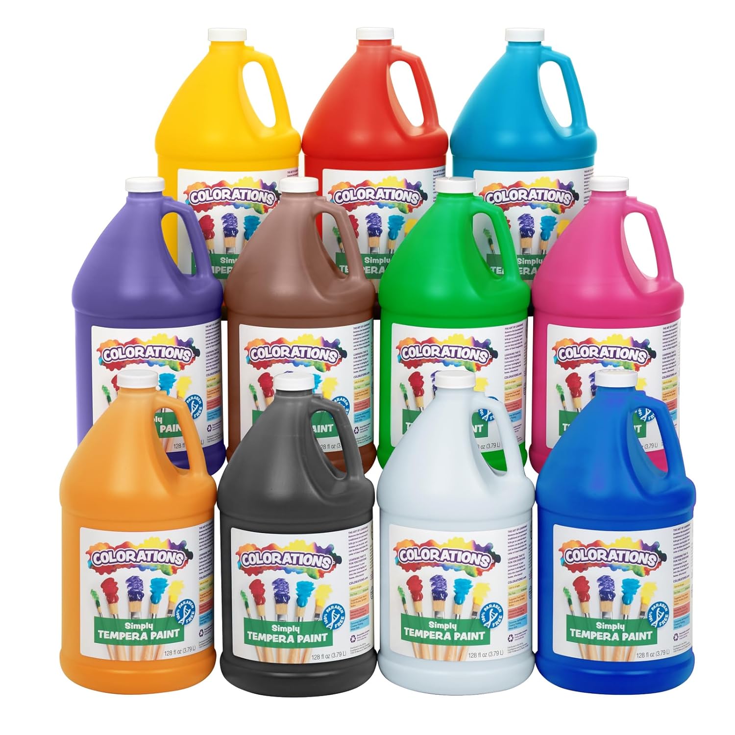 Paraben-Free Simply Tempera Paint For Kids - Set Of 11 Gallons, Vibrant Poster And Classroom Paint, Made In United States, Non-Toxic, Arts And Crafts Supplies