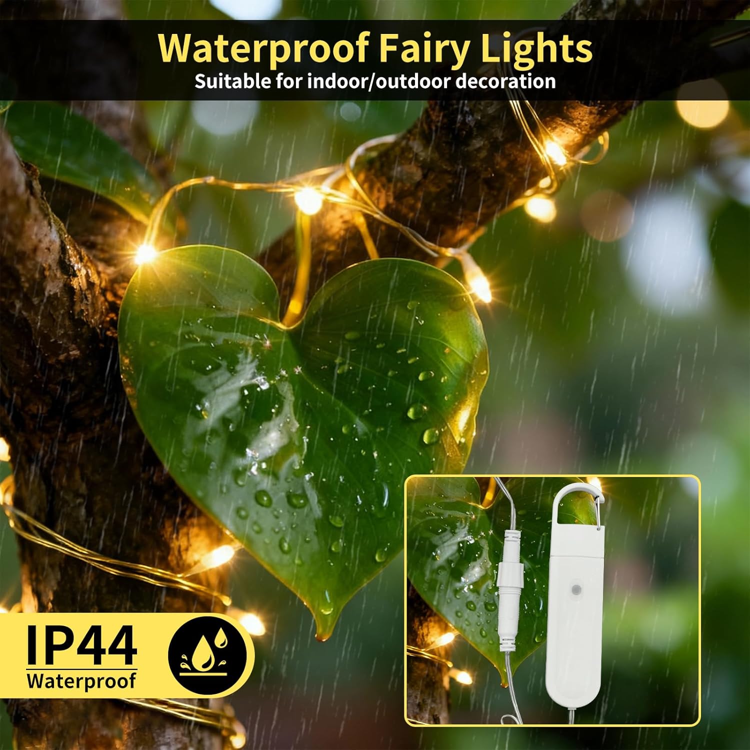 Rechargeable Fairy Lights Battery Operated, 33Ft 100 Leds String Lights With Remote, Waterproof, Mini Twinkle Lights For