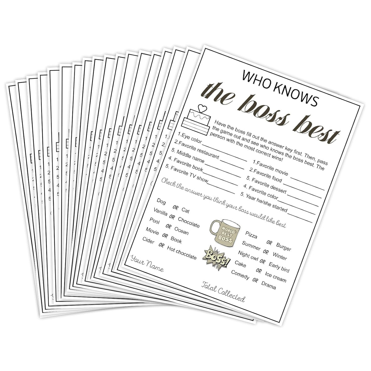 Office Party Games Card For Women Men Boss Day Gifts Team Building Games Card Leadership Brithday Coworkers Gift Who Knows The Boss Best