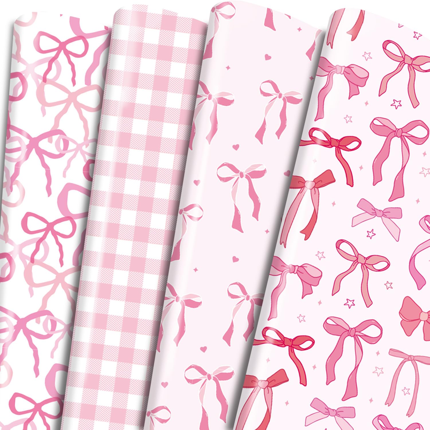 Pink Bow Wrapping Paper - Cute Baby Shower & Wrap Paper For Xmas, Birthday, Bridal & Bachelorette Parties