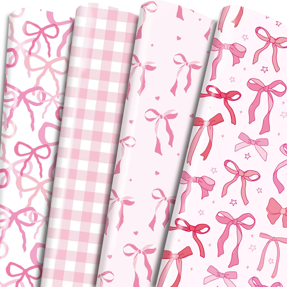 Pink Bow Wrapping Paper - Cute Baby Shower & Wrap Paper For Xmas, Birthday, Bridal & Bachelorette Parties